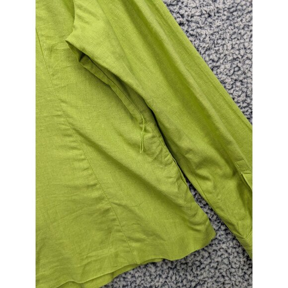 Y2K Courtenay Linen Jacket Size 18W Chore Barn Cargo Boho Artsy Vacation Green - Picture 9 of 12